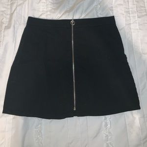 Black Zip-Up Denim Skirt